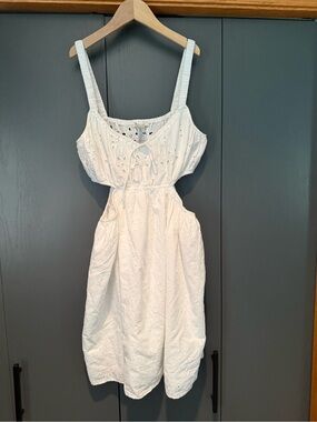 American Eagle Outfitters White Eyelet Midi Dress